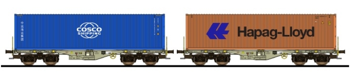 ESU 36610 - H0 - 2-tlg. Set Containertragwagen Cosco/Hapag-Llyod, AAEC, Ep. VI